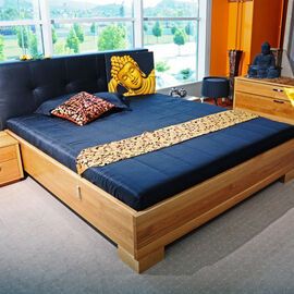 Calma franciaágy - fa ágykeret - bőr fejvéggel Calma franciaágy - fa ágykeret - bőr fejvéggel